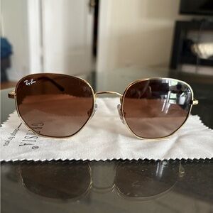 Ray-Ban Gold Frame Sunglasses with Brown Lenses